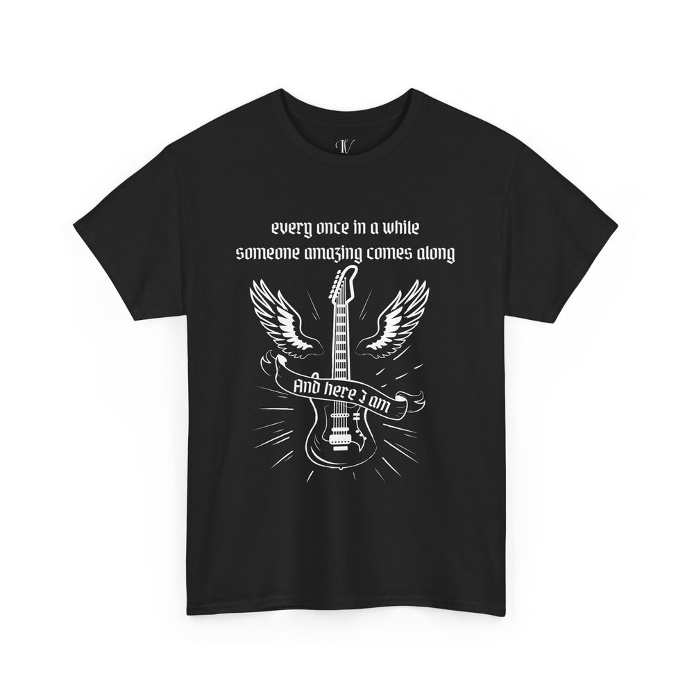 Unisex Tee - Rock n' Roll Guitar Wing - 'EVERY ONCE' T-Shirt Printify Black S