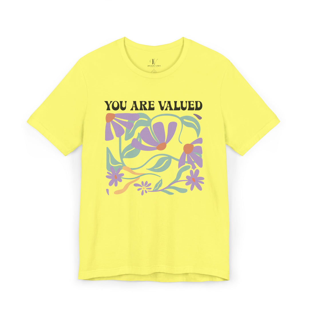 YOU ARE VALUED Boho Tee T-Shirt Printify Yellow XS