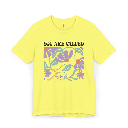 YOU ARE VALUED Boho Tee T-Shirt Printify Yellow XS
