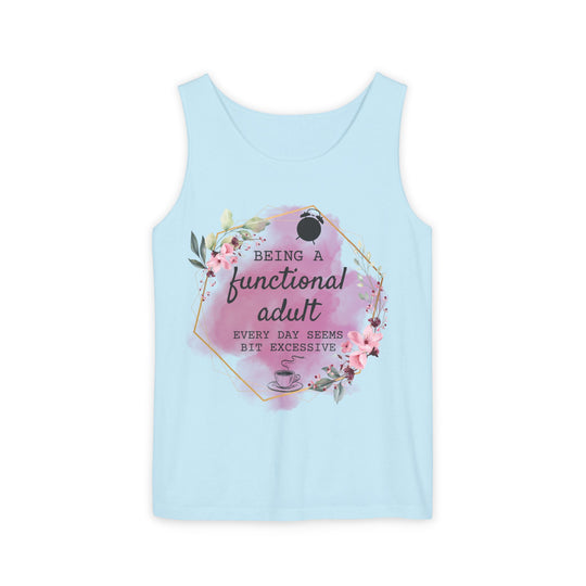 Tank Top: Humorous and Relatable Adulting Tank Top Printify Chambray XS