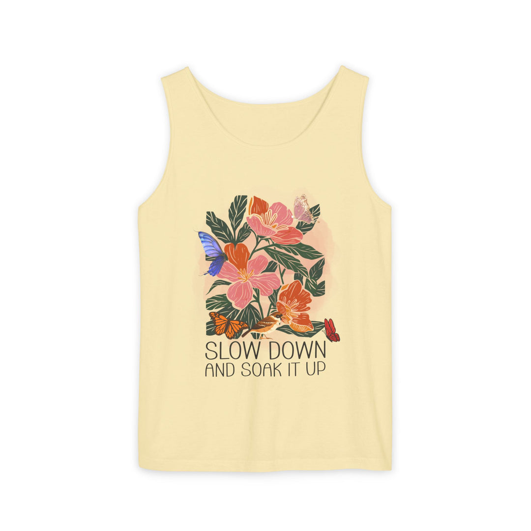 Floral Tank Top - Slow Down and Soak It Up Tank Top Printify Butter S