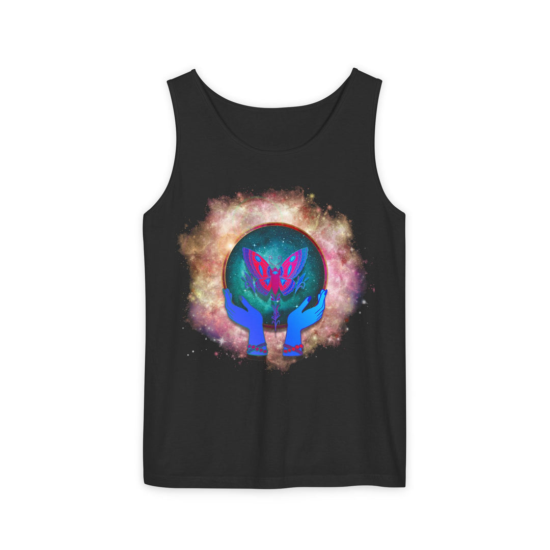 Cosmic Butterfly Unisex Tank Top - Mystical and Spiritual Tank Top Printify Black XS