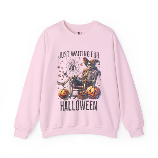 Halloween Crewneck Sweatshirt with Relaxing Skeleton