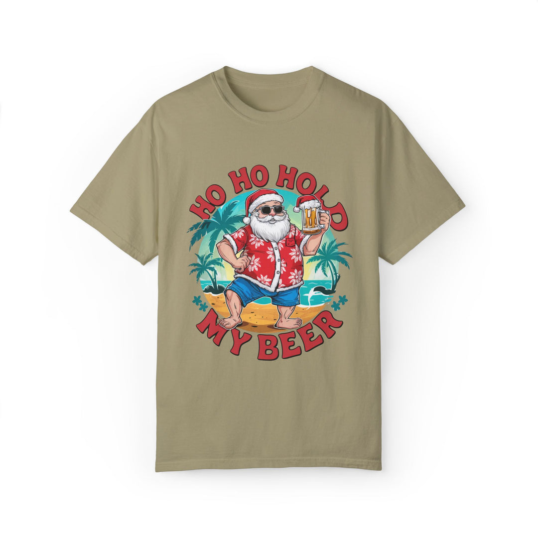 Santa Ho Ho Ho Hold My Beer T-shirt T-Shirt Printify Khaki S