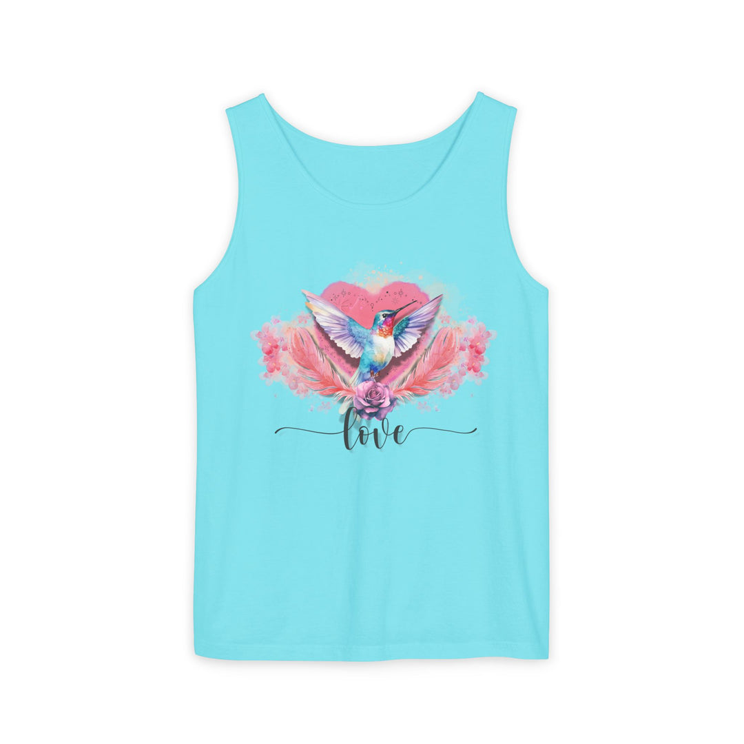 Hummingbird Love Tank Top Tank Top Printify Lagoon Blue XS