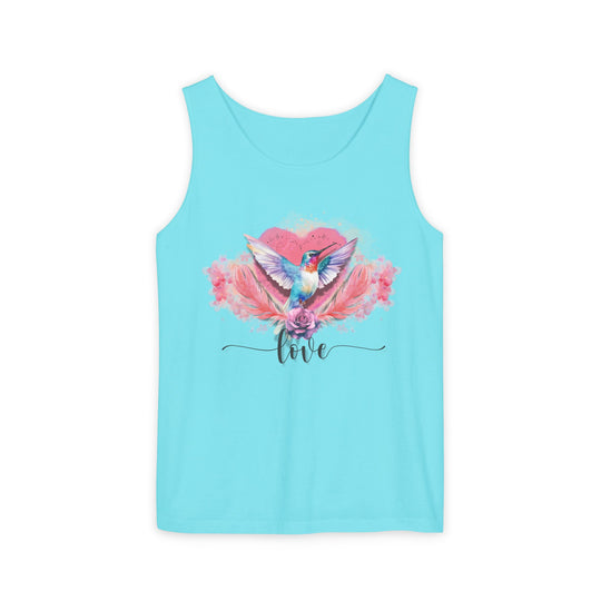 Hummingbird Love Tank Top Tank Top Printify Lagoon Blue XS