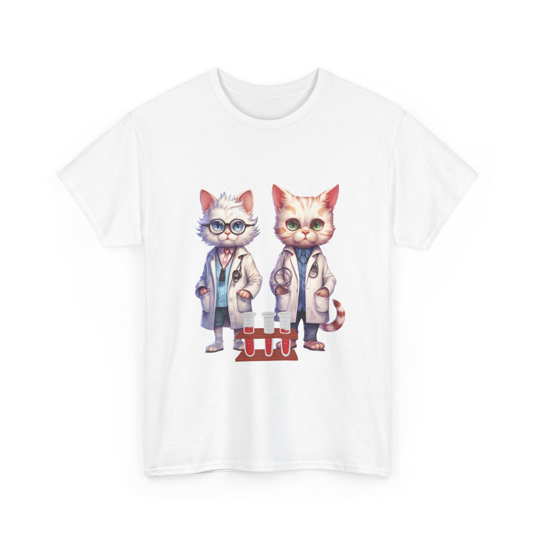 Cat Scientist Tee T-Shirt Printify White S