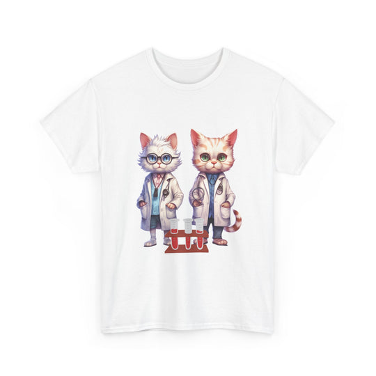 Cat Scientist Tee T-Shirt Printify White S