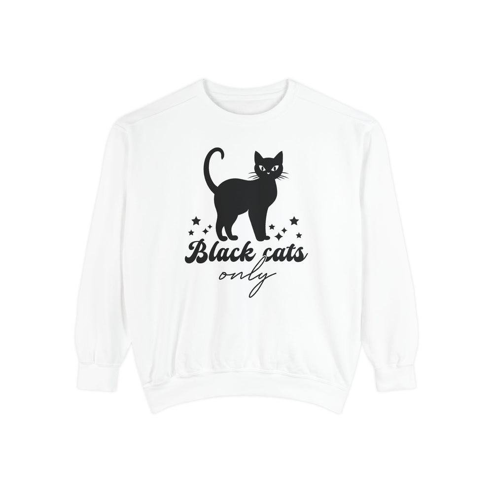 Black Cat Halloween Sweatshirt - 'Black Cats Only' Sweatshirt Printify White S