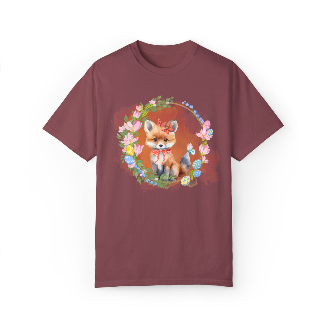 Fox Illustration Springtime Unisex Garment-Dyed T-shirt T-Shirt Printify Vineyard S