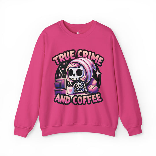True Crime and Coffee: Skeleton Sweatshirt Sweatshirt Printify S Heliconia