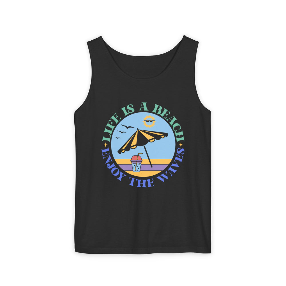 Playful Summery Tank Top for Festivals and Beach Days Tank Top Printify Black XS