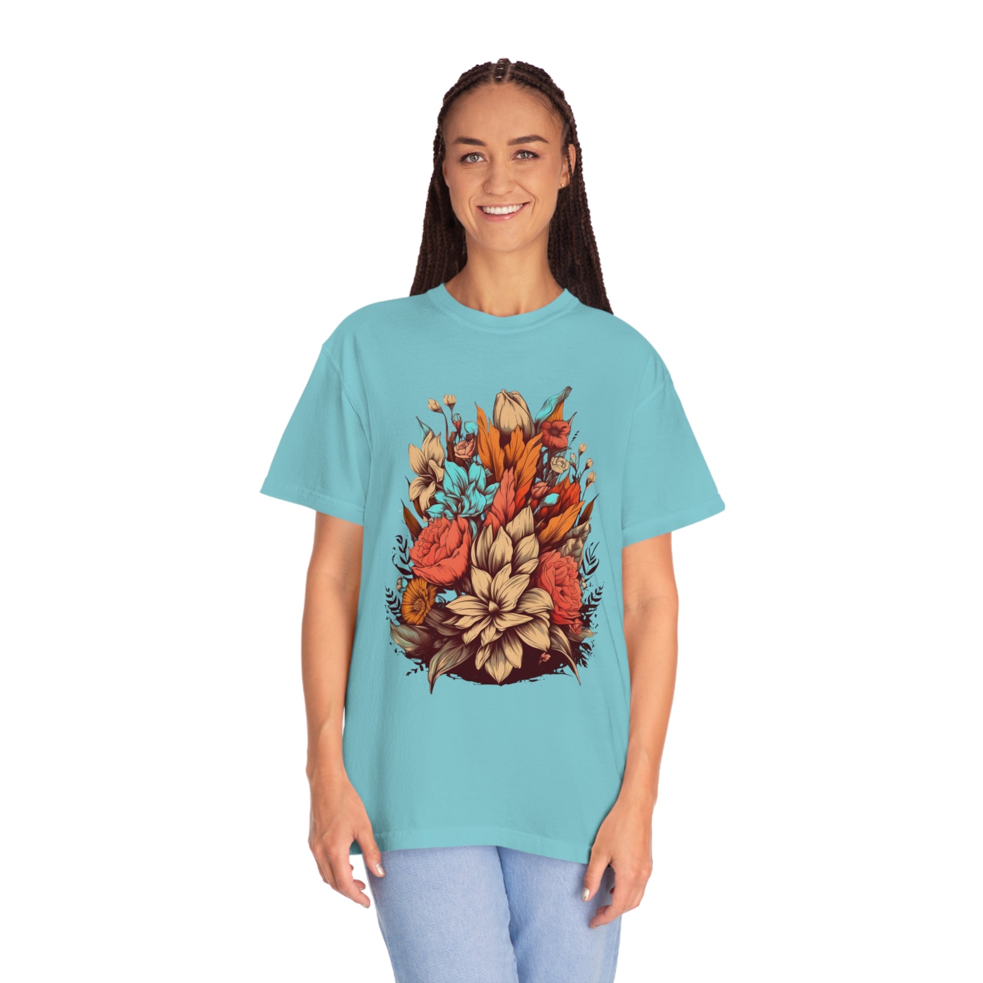 Boho Wildflowers Floral Nature Shirt | Garment Dyed Boho Tee for Nature Lovers T-Shirt Chalky Mint S 