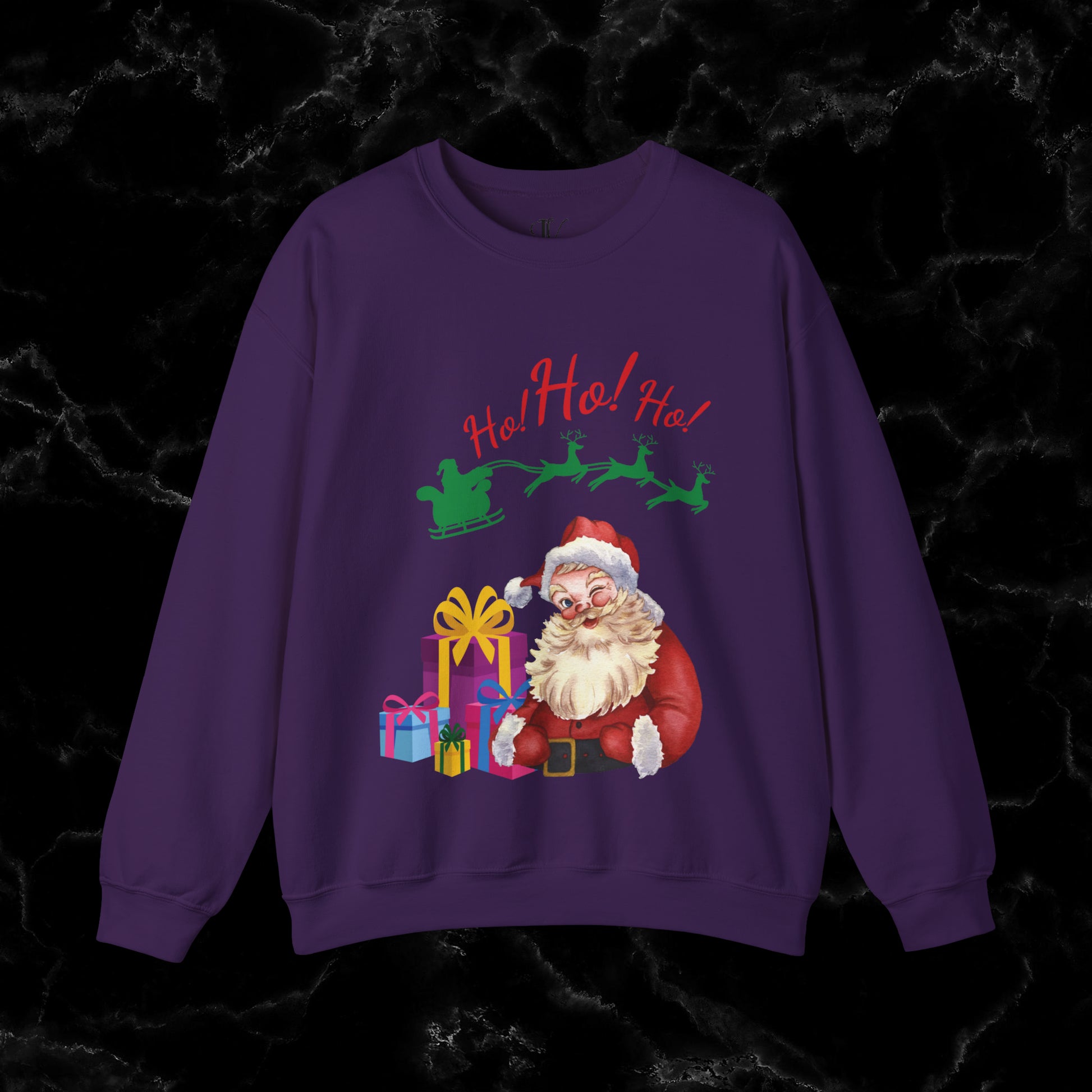 Retro Santa Sweatshirt - Vintage Christmas Fashion for Holiday Cheer Sweatshirt S Purple 