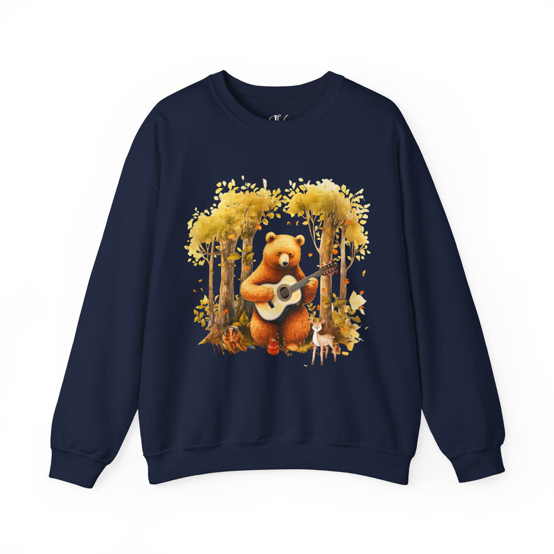 Bear Whimsical Crewneck Sweatshirt Sweatshirt Printify Navy S