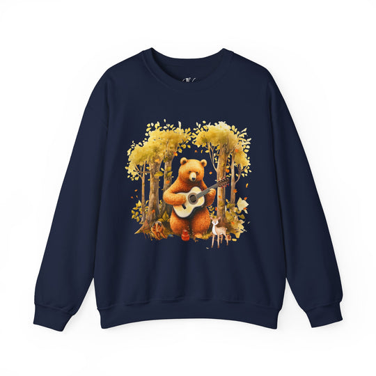 Bear Whimsical Crewneck Sweatshirt Sweatshirt Printify Navy S