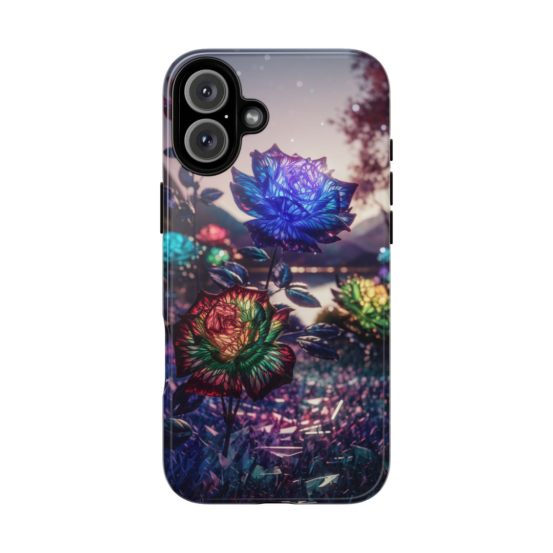 Phone Case - Surreal Glowing Roses Phone Case Printify iPhone 16 Plus Glossy