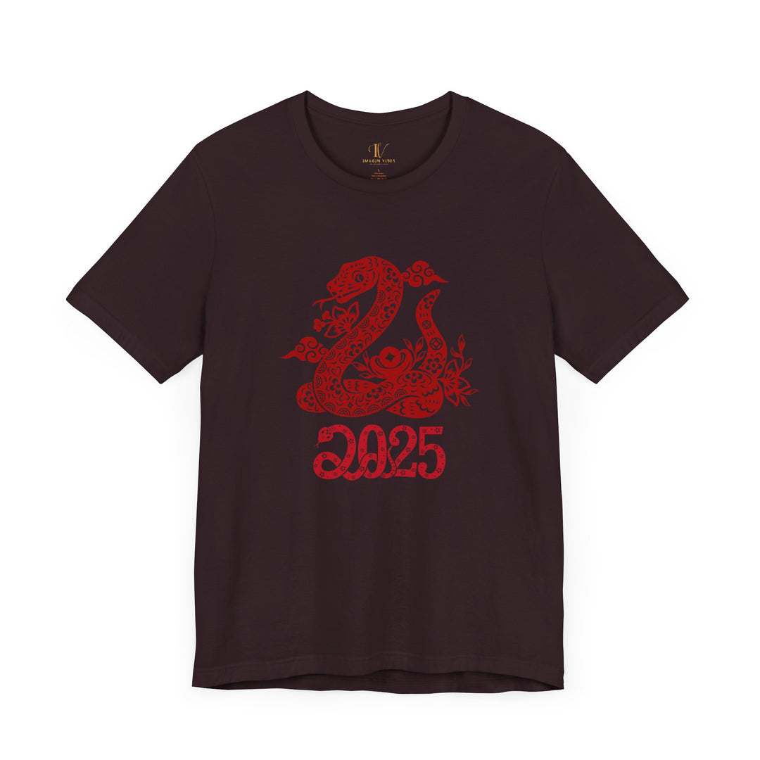 Year of the Snake Unisex Tee - Chinese Zodiac 2025 T-Shirt Printify Oxblood Black XS