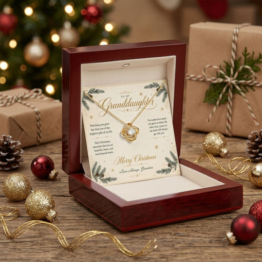 To My Granddaughter – Christmas Love Knot Necklace