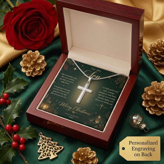 To My Son – Personalized Christmas Cross Necklace