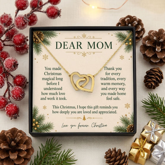 Dear Mom – Christmas Interlocking Hearts Necklace
