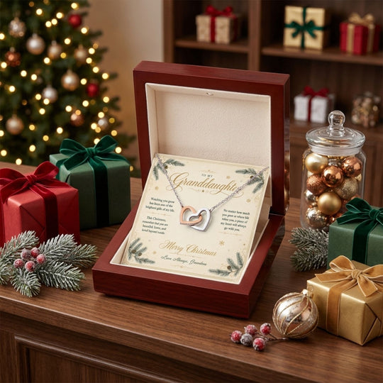 To My Granddaughter – Christmas Interlocking Hearts Necklace