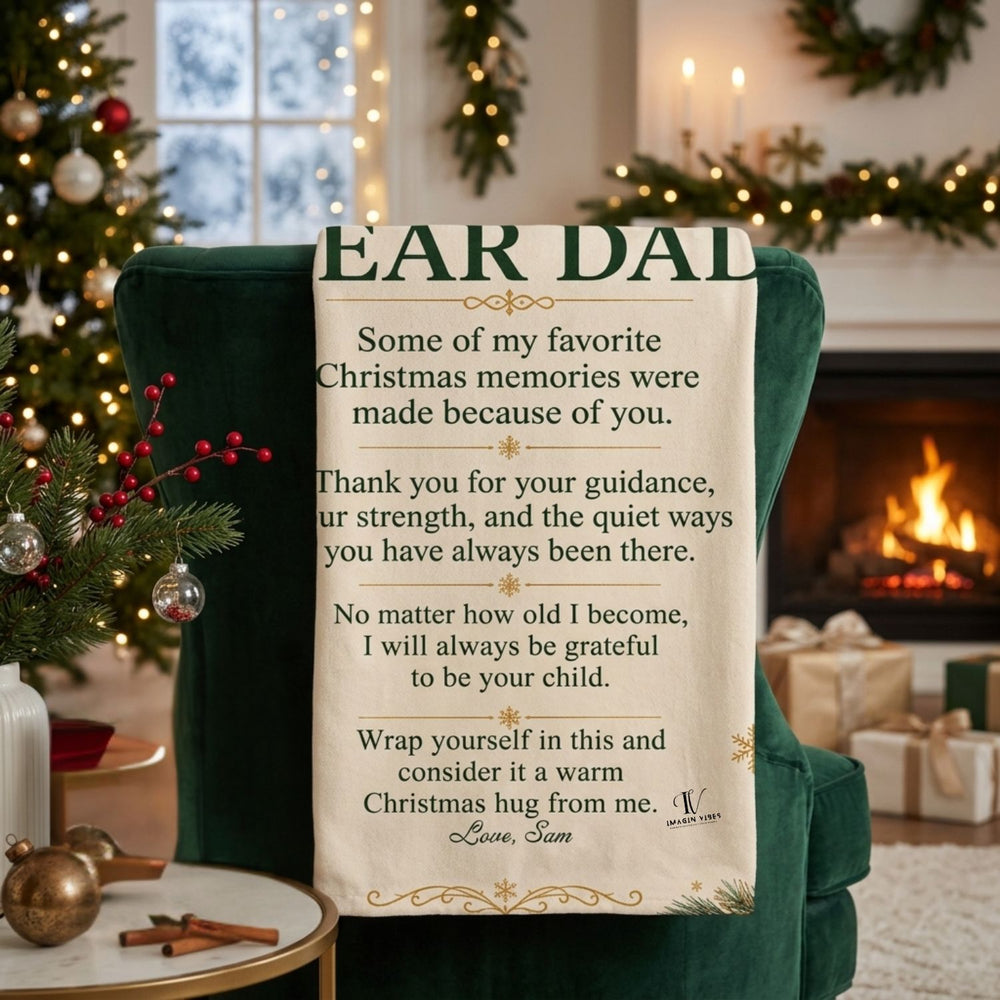 Dear Dad – Personalized Christmas Hug Fleece Blanket