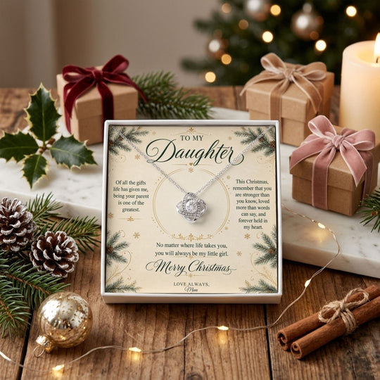 To My Daughter – Christmas Love Knot Necklace