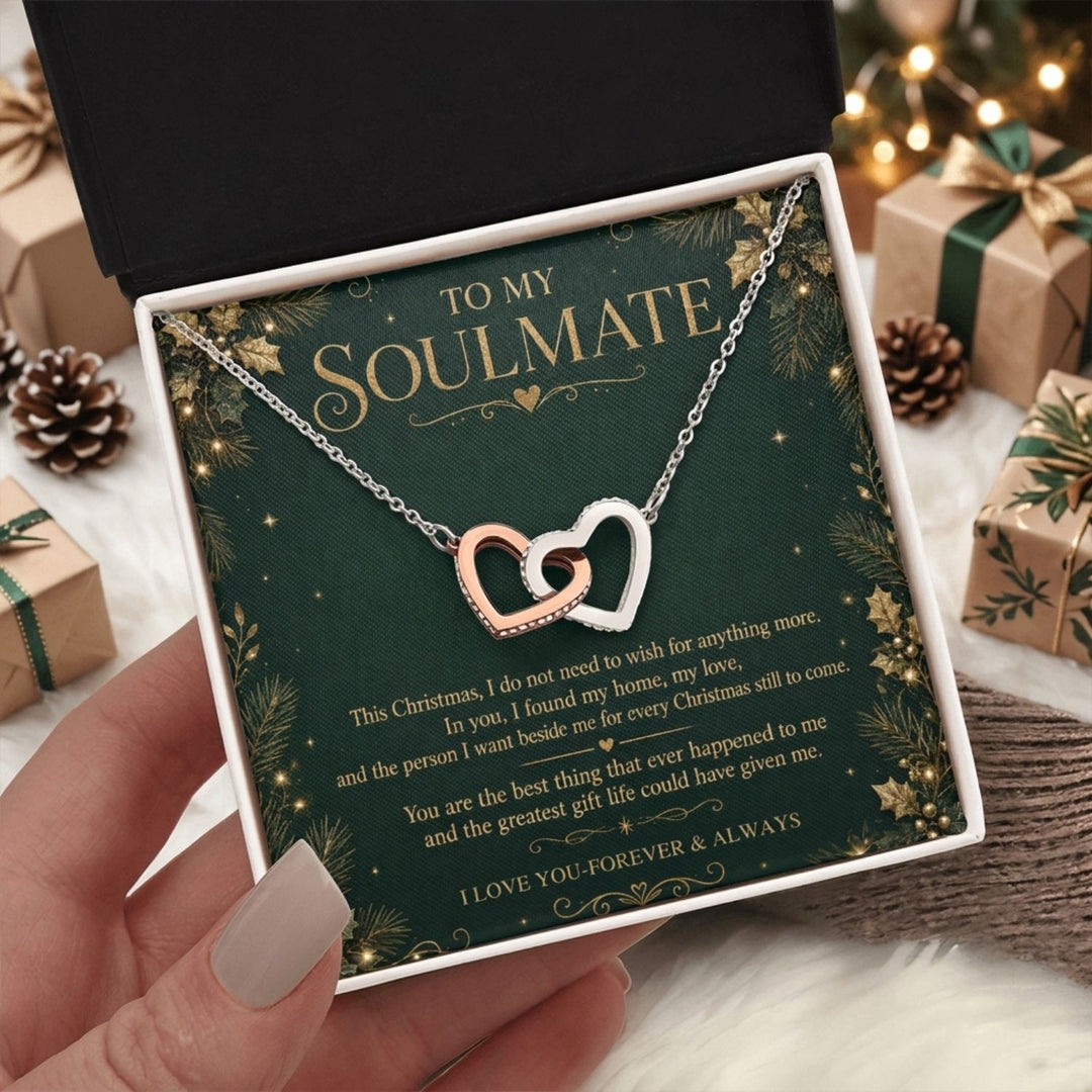 To My Soulmate – Christmas Interlocking Hearts Necklace