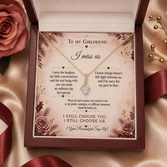 To My Girlfriend necklace with heartfelt message, perfect as an apology gift for girlfriend.