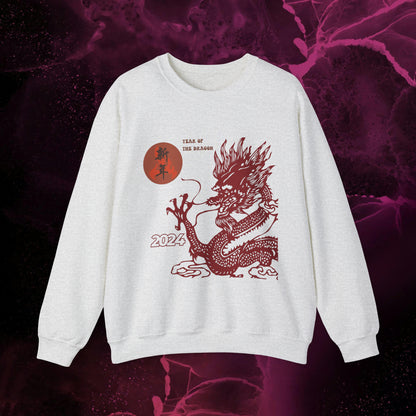 Year of the Dragon Sweatshirt - 2024 Chinese Zodiac Shirt for Lunar New Year Sweatshirt S Ash 