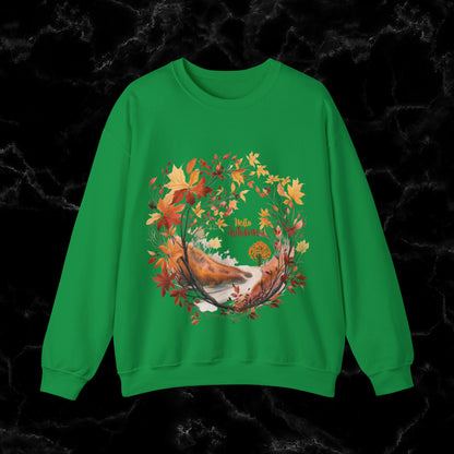 Hello Autumn Sweatshirt | Fall Design | Fall Seasonal Sweatshirt | Autumn Lover Sweatshirt S Irish Green 