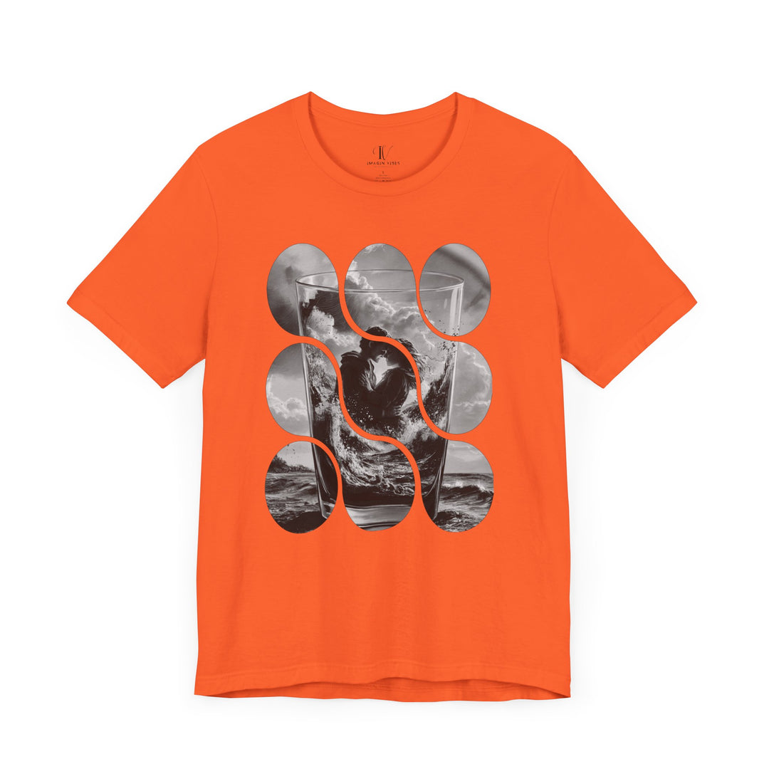 Ocean Love Story: Couples T-Shirt - "Ocean Embrace" T-Shirt Printify Orange XS