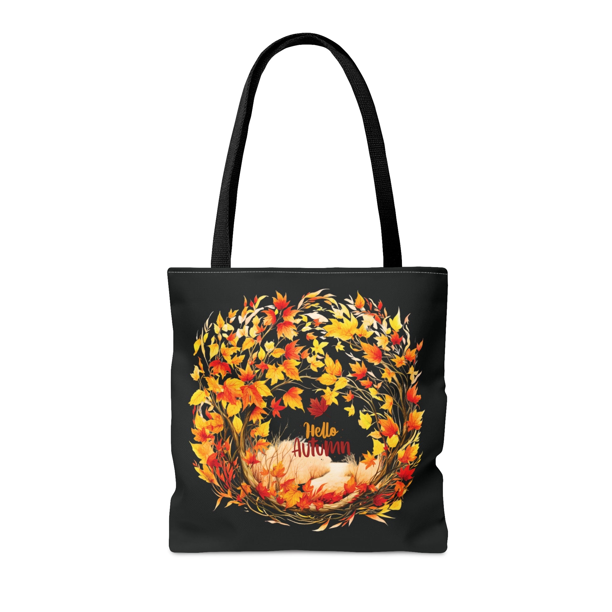 Hello Autumn Tote Bag - Fall Leaves Canvas Shopping Bag - Seasonal Fashion Accessory Bags   