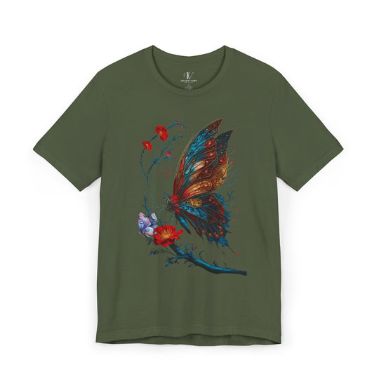 Butterfly Tee - Nature-inspired Unisex Jersey T-Shirt Printify Military Green XS