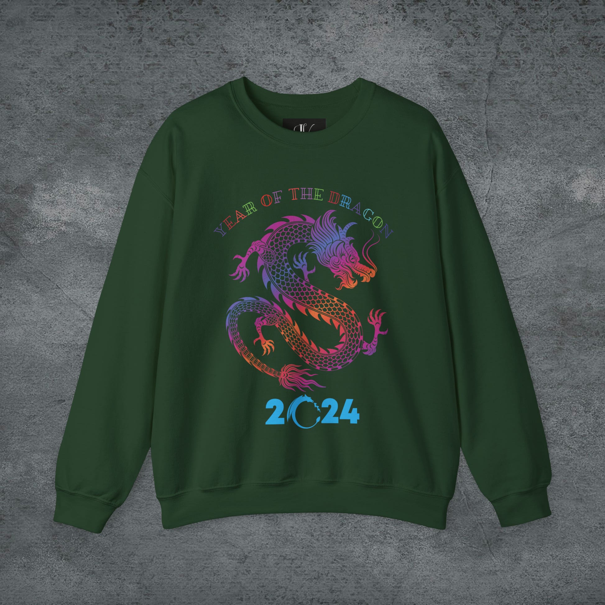 Year of the Dragon Sweatshirt - 2024 Chinese Zodiac Shirt for Lunar New Year Celebrations Sweatshirt S Forest Green 
