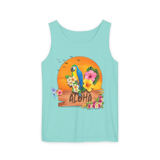 Tropical Parrot Aloha Tank Top Tank Top Printify Chalky Mint XS