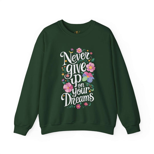 Motivational Floral Sweatshirt - Positive Message Sweatshirt Printify S Forest Green