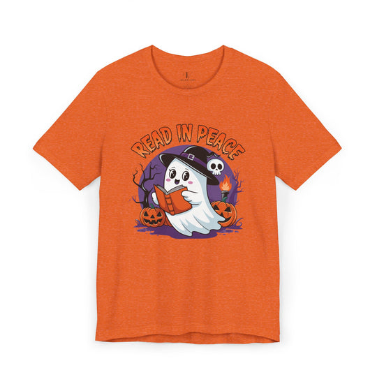 Read In Peace Ghost Halloween Bookworm T-Shirt