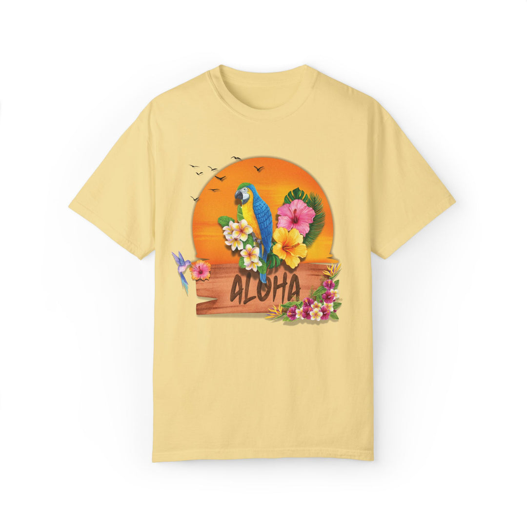 Tropical Parrot Aloha T-shirt T-Shirt Printify Butter S