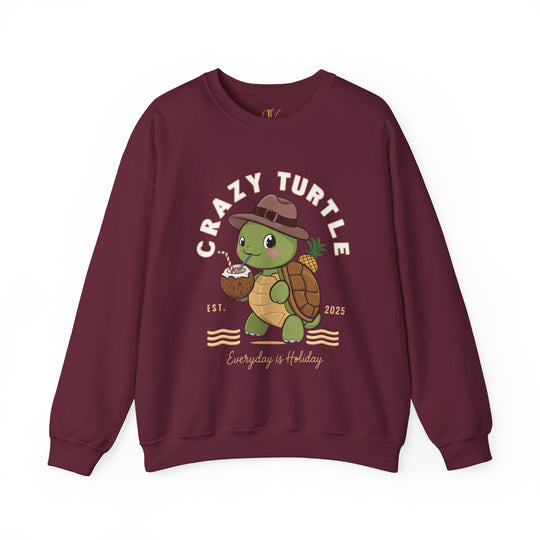 Crazy Turtle Graphic Sweatshirt Sweatshirt Printify S Maroon