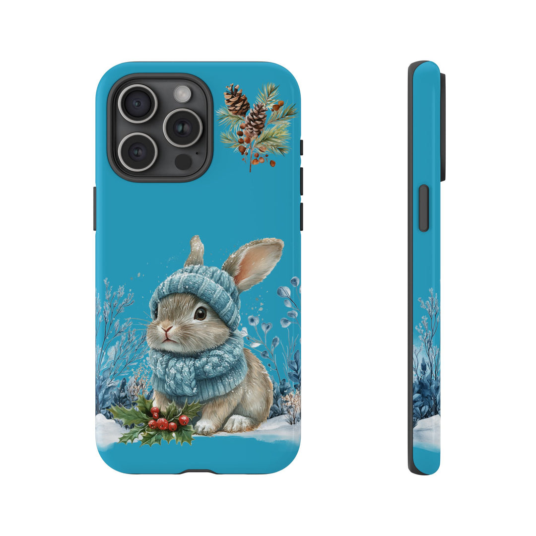 Phone Case - Winter Bunny with Hat and Scarf Phone Case Printify iPhone 15 Pro Max Glossy