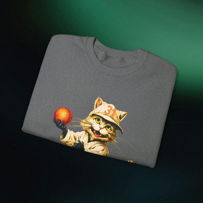 Halloween Cat Baseball Sweatshirt | Happy Halloween - Spooky Sports | Halloween Fun Sweatshirt Sweatshirt   
