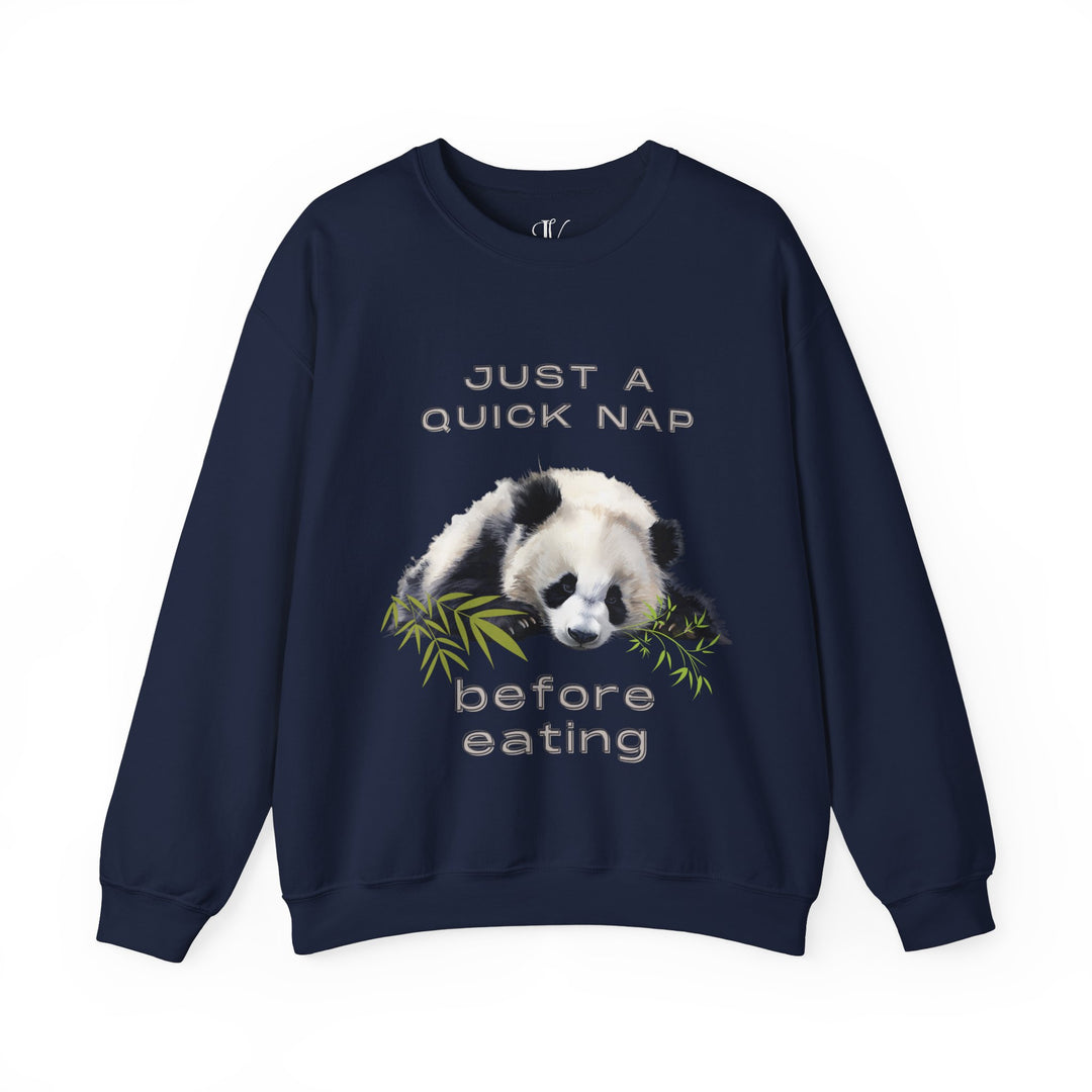 Sleeping Panda Sweatshirt - Just a Quick Nap Before Eating Sweatshirt Printify Navy S