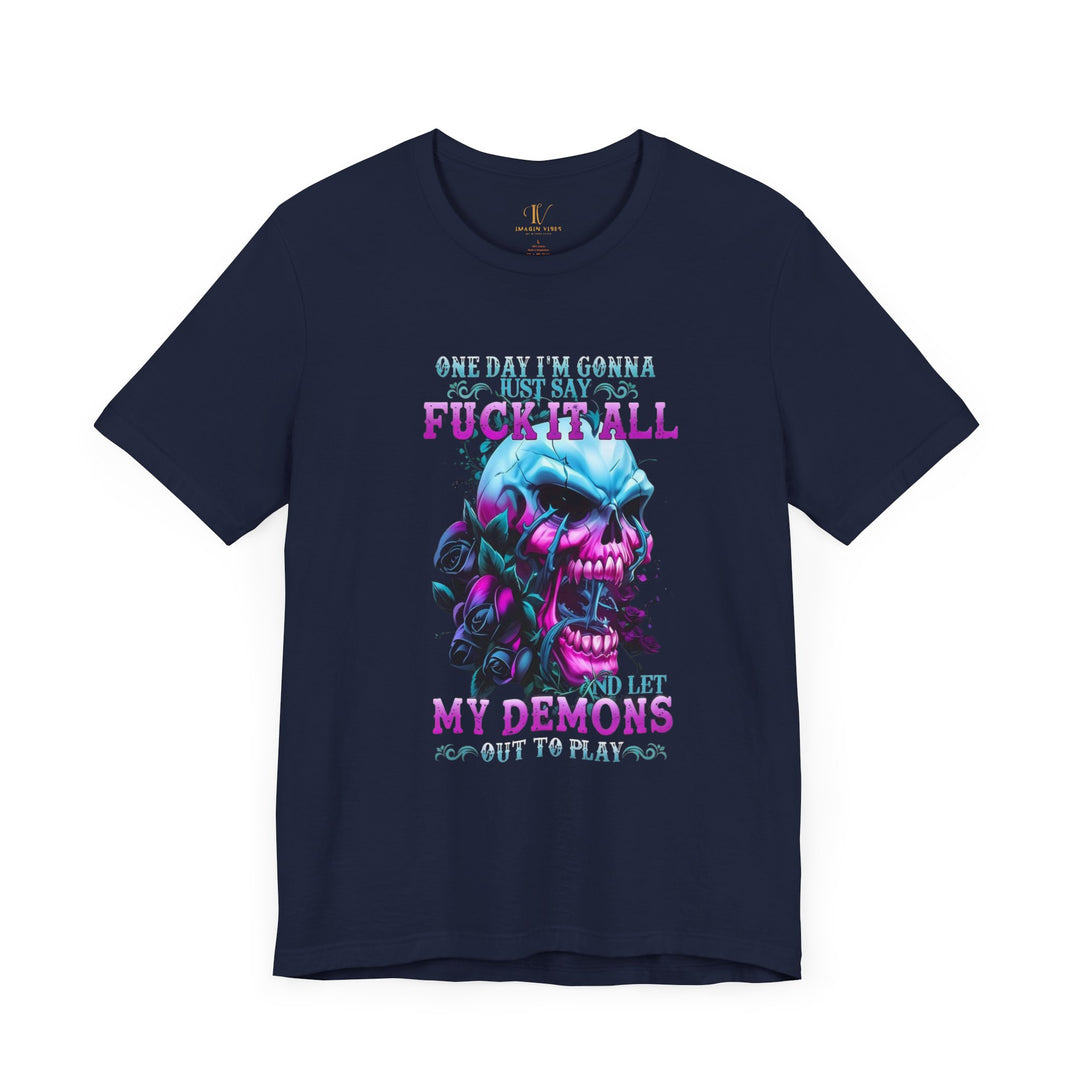 Skull Tee - Gothic Quote T-Shirt T-Shirt Printify Navy XS