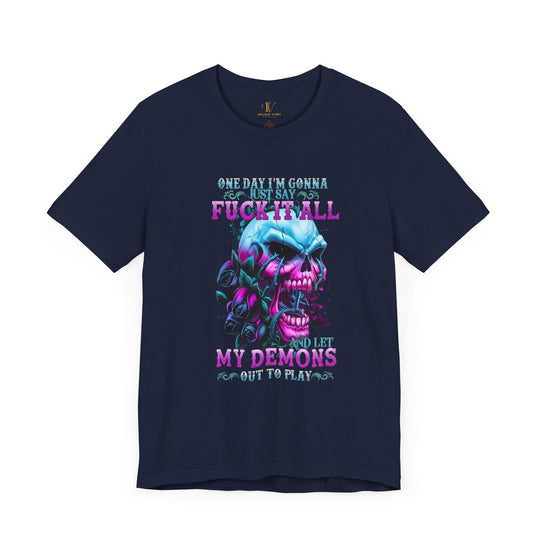 Skull Tee - Gothic Quote T-Shirt T-Shirt Printify Navy XS