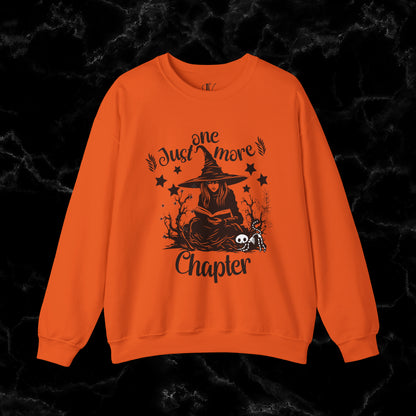 One More Chapter Sweatshirt - Book Lover Gift, Librarian Shirt, Reading Witch - Cozy Sweatshirt for Book Lovers Halloween Sweatshirt S Orange 