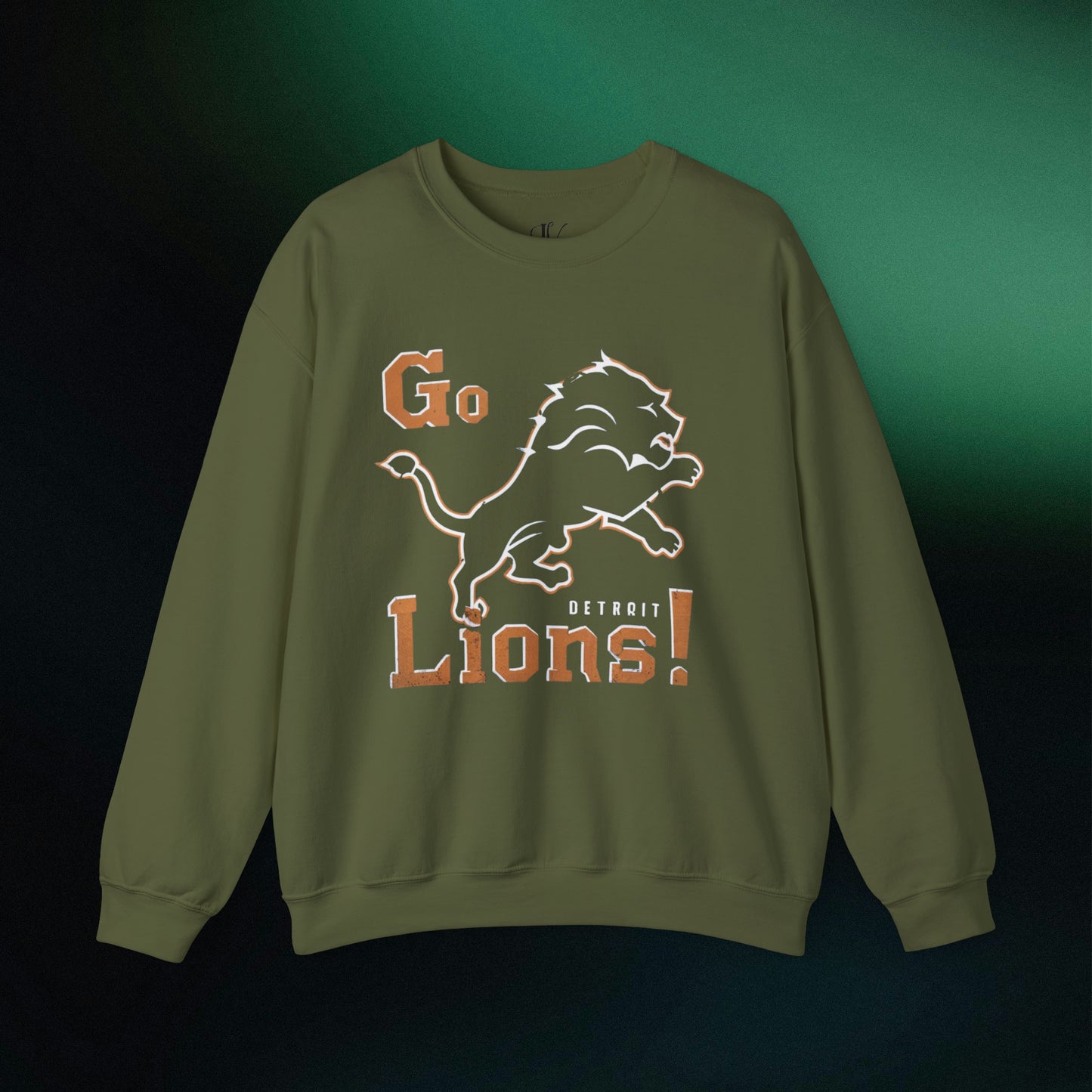 Detroit Football Team Sweatshirt | Go Lions | Old Detroit Sweatshirt S Military Green 