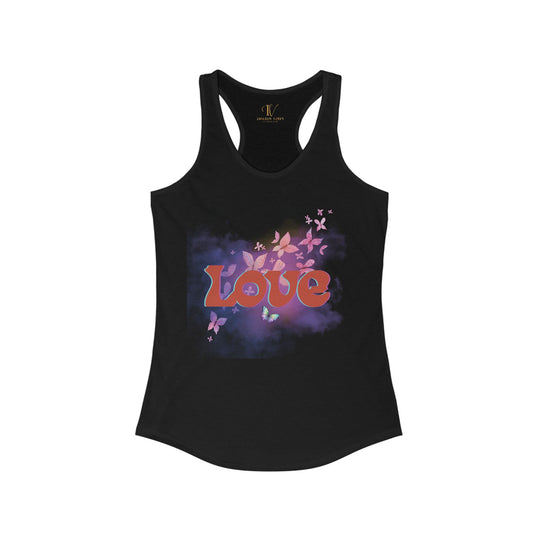 Racerback Tank Love Retro Butterfly Tank Top Printify XS Solid Black