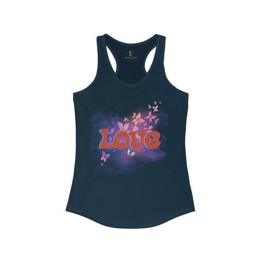 Racerback Tank Love Retro Butterfly Tank Top Printify XS Solid Midnight Navy